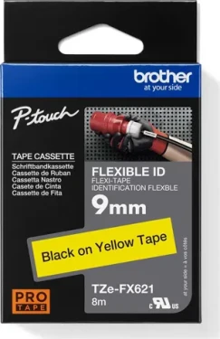 Brother TZe-FX621 žlutá-černá / Flexibilní páska do štítkovače / 9 mm / 8 m / na kabely