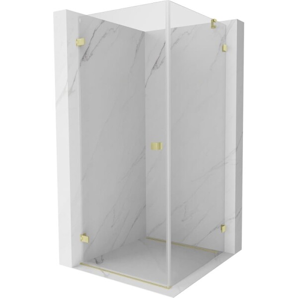 MEXEN/S - Lunar-B sprchový kout dveře křídlové levá 90 x 90, transparent, zlato kartáčovaná 832-090-090-55-00-L