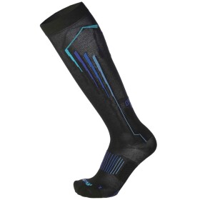 Běžecké kompresní podkolenky Mico LIGHT W. COMPRESSION RUN LONG SOCKS - černá/modrá Velikost textilu: S