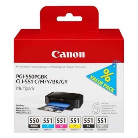 Canon PGI-550PGBK + CLI-551 BK/C/M/Y/GY, multipack (6496B005) - originální kazety