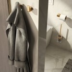 Gedy - PIRENEI WC štětka závěsná, mléčné sklo, zlato PI330387