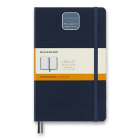 Zápisník Moleskine Expanded - tvrdé desky, L, linkovaný - modrý