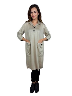 HOSH Mikinové šaty Mirela Velikost: UNI, Barva: Béžová