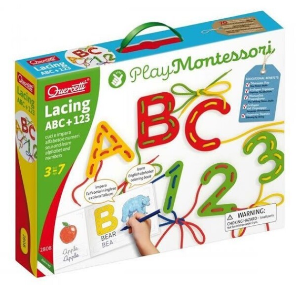 Lacing ABC + 123 Alphabets and numbers / Provlékací souprava s písankou a omalovánkami