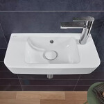 VILLEROY & BOCH - O.novo Umývátko Compact 500x250 mm, s přepadem, 1 otvor pro baterii vpravo, alpská bílá 4342R501