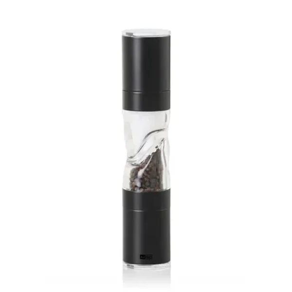 AdHoc DUOMILL PURE černá / Mlýnek na sůl a pepř / 2v1 / keramický mechanismus CeraCut® / 22 cm (MP903)
