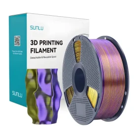 Sunlu PLA+ Silk černá-zlatá-fialová / Filament / PLA / vícebarevný hedvábný lesk / 1 kg (PLA+ Silk TC B Go Pu)