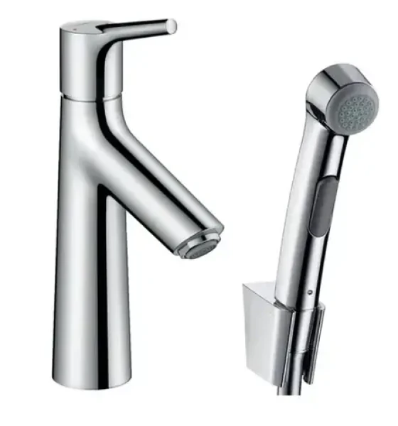 Hansgrohe - Umyvadlová baterie s výpustí Push-Open a ruční sprchou Bidette, chrom (72290000)
