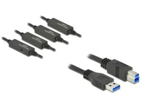 DeLock USB 3.2 Gen 1 USB-A na USB-B černá / Kabel / 20 m / 5 Gbit/s / aktivní (85382)