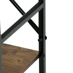 Regál, 5 polic, dekor staré dřevo, MDF, černý lak