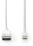Nedis DisplayPort 1.4 bílá / Kabel Mini DisplayPort - DisplayPort / 48 Gbps / Poniklované konektory / 2 m (CCGB37404WT20)