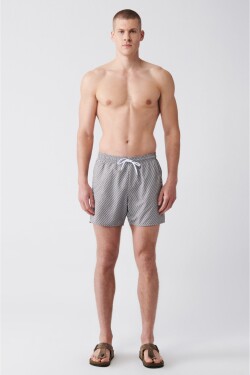 Avva Men's Grey-white Fast Drying Printed Regular Size Swimwear Marine Shorts