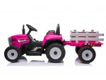 Mamido Elektrický traktor s vlečkou T2 růžový 12V7Ah EVA kola