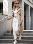 Dámský dvouřadový trenčkot s kapucí FashionStreet camel TY5656 M