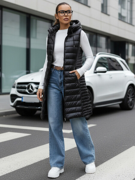 Dámská prošívaná vesta s kapucí TY5255 černá - FashionStreet L