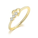 Prsten s třemi zirkony a srdíčkem Marco Gold, Zlatá 57 (18 mm)