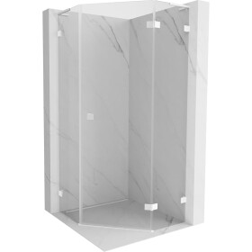 MEXEN/S - Lunar L sprchový kout pětiboký křídlový pravá 80 x 80, transparent, bílá 831L-080P-080L-20-00-P