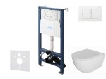Kielle - Genesis New Set předstěnové instalace, klozetu Oudee, Rimless, sedátka softclose a tlačítka Gemini New III, lesklá bílá 30528SS07