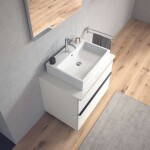 DURAVIT - Vero Air Umyvadlo nábytkové 60x47 cm, s přepadem, otvor pro baterii, WonderGliss, bílá 23506000271