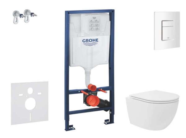 GROHE - Rapid SL Set předstěnové instalace, kompaktního klozetu Oudee Vortex a sedátka softclose, tlačítko Skate Cosmopolitan, alpská bílá SANI11BA3106