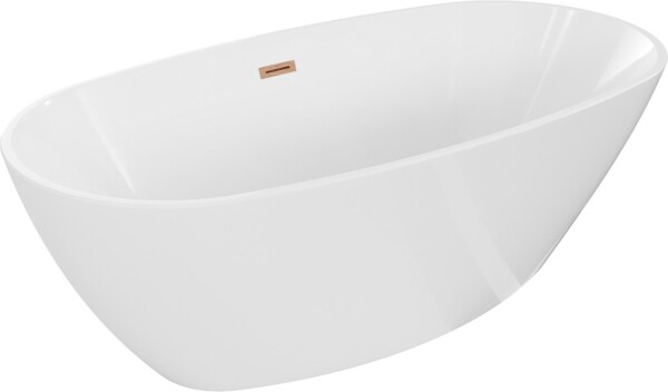MEXEN/S - Eris volně stojící vana 170 x 80, bílá, sifon a přepad měď kartáčovaná 53441708000-65