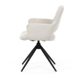 Židle jídelní, krémová látka, 360° vratný mechanismus, černý kov