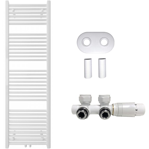 CERANO Koupelnový radiátorový set Lincoln - ústřední vytápění - středové připojení 50 mm - 484W - bílá lesklá - 1600x500 mm