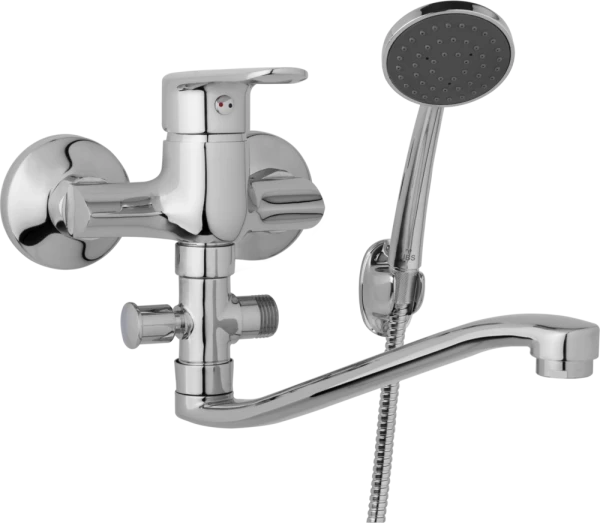 JB Sanitary Nástěnná umyvadlová a sprchová baterie FINERY, rozteč 100 mm, s příslušenstvím, ramínko 300 mm F10 31 41