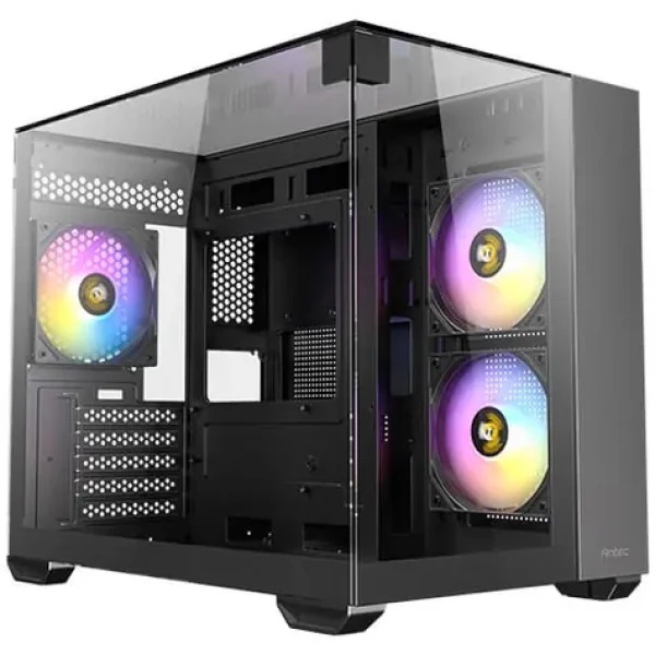 Antec CX600M Trio ARGB černá / mATX / 1x USB-A 2.0 + 3.0 / 1x USB-C 3.0 / 3x 120mm ARGB / bez zdroje / průhledná bočnice (0-761345-10139-4)