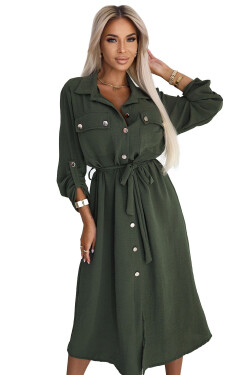 Dámské šaty 531-5 - Numoco basic khaki Univerzální