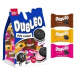 Becky's Dubleo Style sušenky s náplní s příchutí čokolády, jahody a vanilky 118 g
