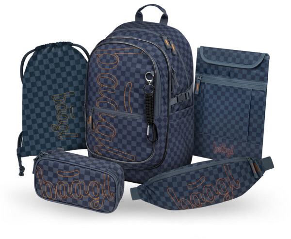 BAAGL SET 5 Core Ska modrý: batoh, penál, sáček, ledvinka, obal na notebook GRS