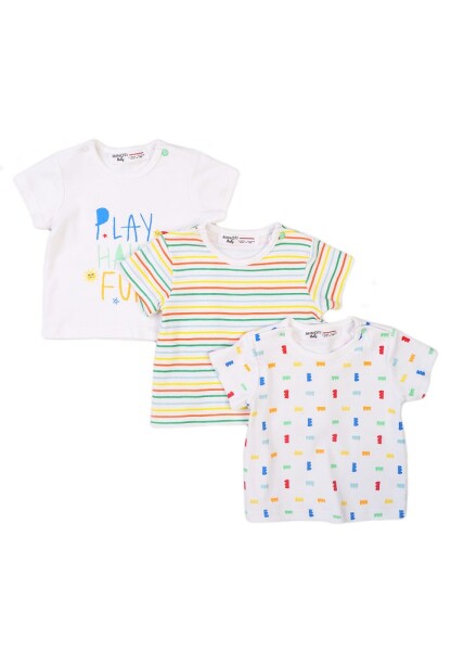 Tričko kojenecké s krátkým rukávem 3pack, Minoti, Smiling 4, bílá - 68/74 | 6-9m
