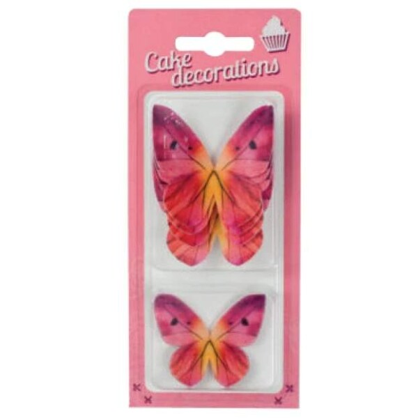 Dekorace oplatková Motýlci růžoví 8 ks