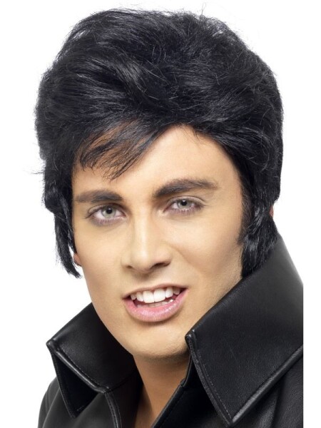 Černá paruka Elvis s patkou a kotletami Smiffys 42116