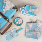 Sass & belle Notýsek Vintage Map, modrá barva, papír