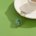 Náušnice Swarovski Elements Leah Blue - květina, Modrá