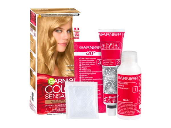 Garnier Color Sensation permanentní barva na vlasy 8.0 zářivá světlá blond,60+40+10ml