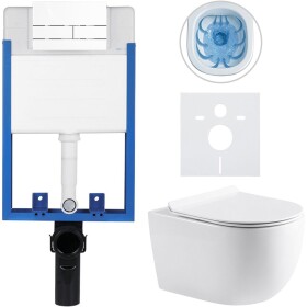 CERANO Kompletní podomítkový WC set Profi/Felci - bílá lesklá - WC tlačítko Line, bílá - k zazdění - 52,5x36 cm