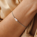 Perlový náramek Ariane - chirurgická ocel, Stříbrná 15 cm + 3 cm (prodloužení) Bílá