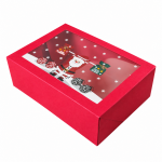 Dortisimo Vánoční dárková krabice červená s okénkem Santa s činkami (22,3 x 15,1 x 7,1 cm)
