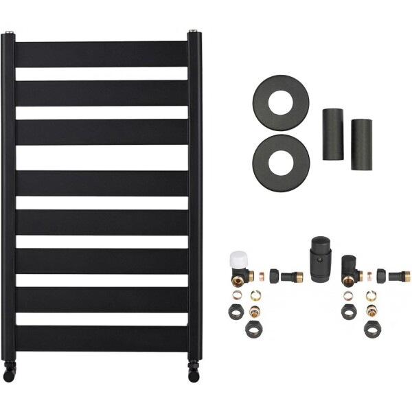 CERANO - Koupelnový radiátorový set Marco - ústřední vytápění - boční připojení - 698W - černá matná - 920x550 mm CER-701326