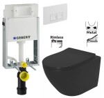 GEBERIT KOMBIFIXBasic vč. bílého tlačítka DELTA 50 + WC REA CARLO MINI RIMLESS ČIERNY MAT + SEDADLO 110.100.00.1 50BI MM1