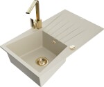 MEXEN/S - Cesar granitový dřez 1-miska s odkapávačem včetně baterie Rita, béžový 6514-69-670300-50