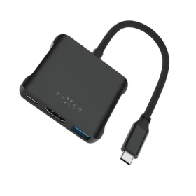 FIXED 5-portový hliníkový USB-C HUB Quadri pro notebooky 140W PD 3.1 vesmírně černá (FIXHU-QR-BK)