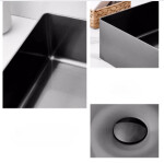 VELAZO - Umyvadlo na desku 50 x 35 cm s Click-Clack zátkou, ocel, PVD černé VELAZ5035B