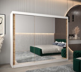 Šatní skříň Abi T3 Barva korpusu: Bílá, Rozměry: 250 cm, Dveře: Dub artisan