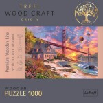 Dřevěné puzzle Západ slunce nad Golden Gate 1000 dílků - Trefl