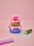Rice Svačinový box Round – set 3 ks, růžová barva, plast