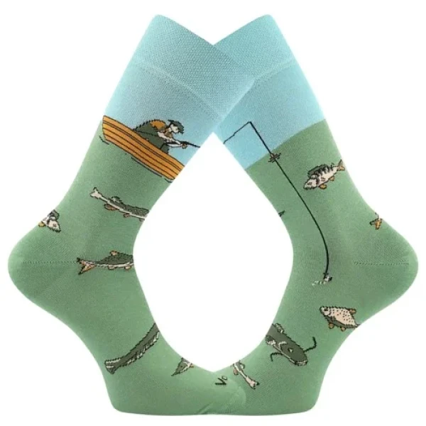 VOXX Ponožky slabé fishing LOVIX 02 s rybářskými motivy RYBÁŘE (3 páry) 47-50 127156